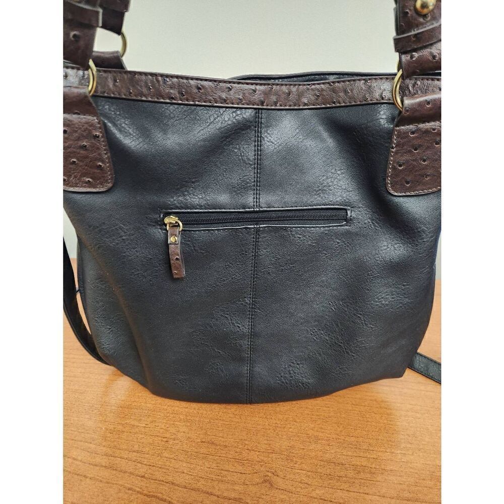 Gal black and brown Crossbody/Shoulder Purse. Vegan Leather and brown faux ostri